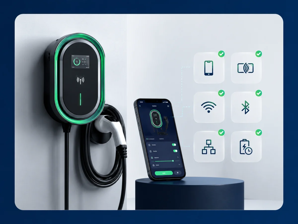 EV charger smart function options and app connectivity