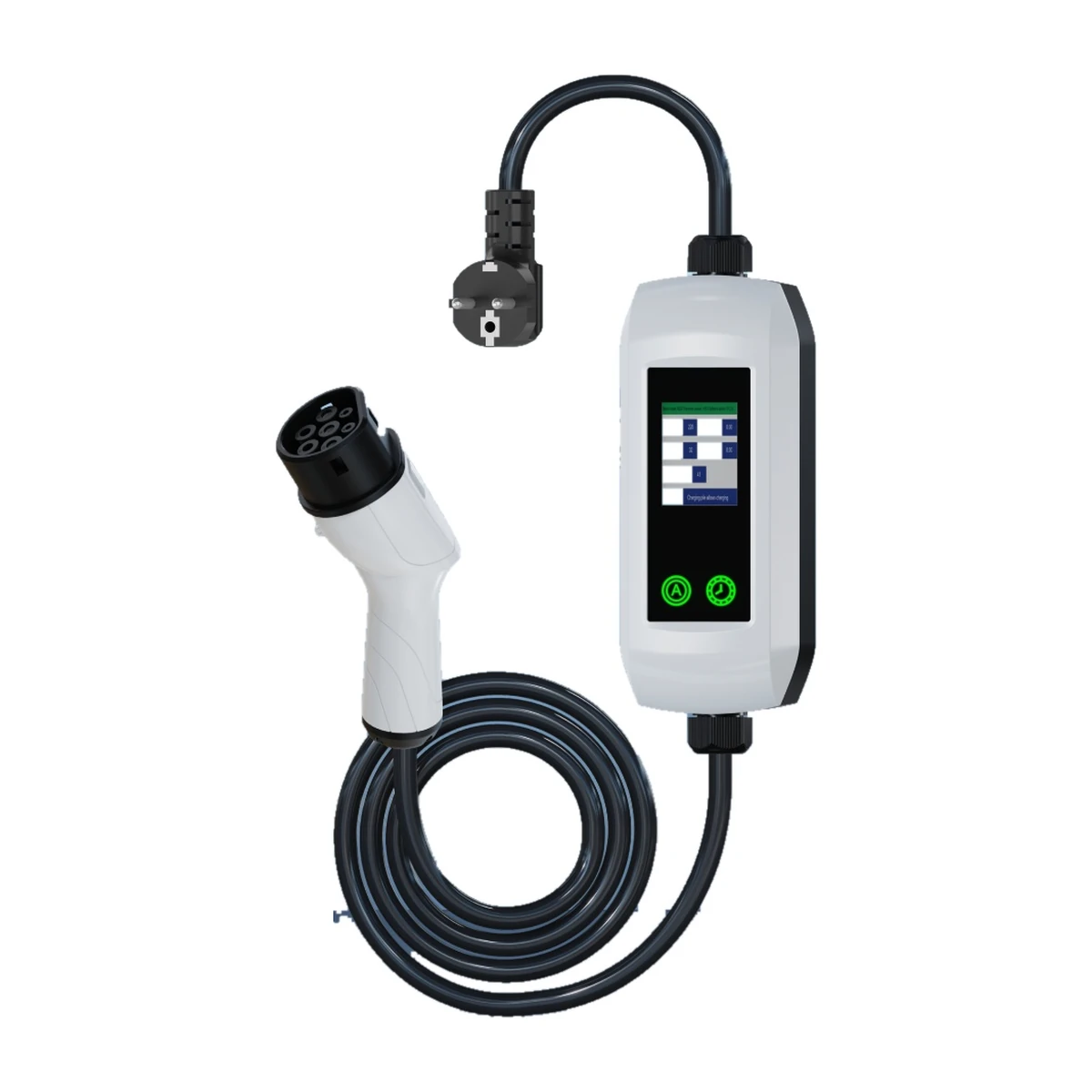Complete Z7D portable Type 2 EV charger with display and button controls